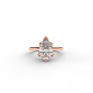 Bague de fiançailles et de mariage solitaire en diamant de laboratoire taille poire certifié IGI en or jaune/blanc et rose 9 carats - Product Image 6