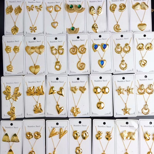 Wholesale Women's Jewelry <b>Sets</b> Waterproof Eco-friendly Colourfast Stainless Steel Earring Necklace Silver Plated Wedding Party - Product Image 1