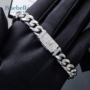 10mm Moissanite Diamond Iced Out clasp 925 Sterling <b>Silver</b> Miami Cuban Bracelet <b>For</b> <b>Men</b> Hip Hop jewelry - Product Image 2