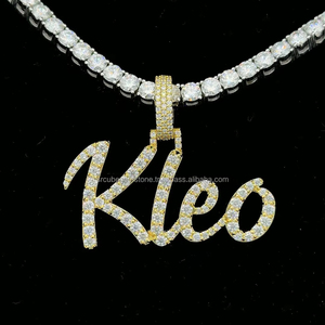 Colgante con nombre personalizado, collar con colgante chapado en oro y rosa, colgante con nombre de moissanita para hombre, joyería de hip hop - Product Image 2