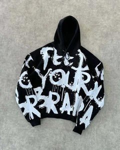American High Street Fashion Brand Letter Graffiti Print Oversized Sweatshirt homme hoodi Y2k Fashion Harajuku Pullover Hoodie - Product Image 3