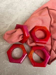 Handcrafted resin napkin rings with glossy finished and intricate carving design for luxurious festive table styling - Product Image 4