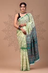 Vente en gros Premium exclusif Chanderi Saree avec Ajrak imprimé et chemisier de course assorti pour vêtements ethniques pour femmes - Product Image 2