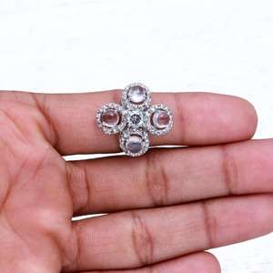 Cuarzo Rosa Ajuste de punta redonda cabujón piedra semipreciosa anillos de piedras preciosas al por mayor 925 Plata sólida joyería fábrica India - Product Image 3