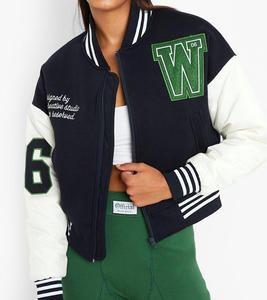 เสื้อแจ็คเก็ตวาร์ซิตี้ผู้หญิง Chenille Logos แบบกำหนดเอง พร้อมป้าย Chenille ตัวอักษรแบบกำหนดเอง เสื้อแจ็คเก็ต Letterman สตรีทแวร์แบบกำหนดเอง เสื้อแจ็คเก็ตวิทยาลัยสำหรับฤดูหนาว - Product Image 3