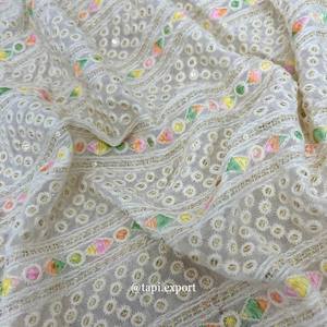 Telas de Georgette de viscosa pura Sherwani bordado Dyeble diseño transpirable Plaid vestido de novia tejido técnicas de punto - Product Image 2