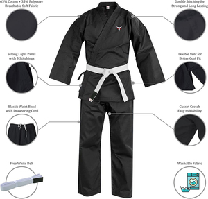 Kimono de karaté professionnel personnalisable unisexe pour adultes, haute qualité, 100% coton, coutures renforcées, léger et respirant - Product Image 2