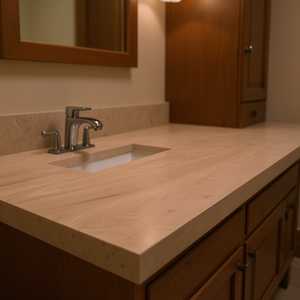 Comptoirs en pierre naturelle de porcelaine sur mesure pour cuisine et salle de bain, Carrara Calacata, projets hôteliers, tailles préfabriquées, dessus de meuble-lavabo - Product Image 3
