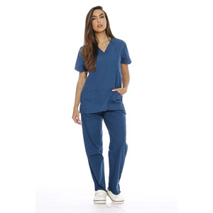 Women's High Quality Orange V Neck Scrub Set Cotton Polyester Hospital Custom Uniforms for Medical Staff - Product Image 4
