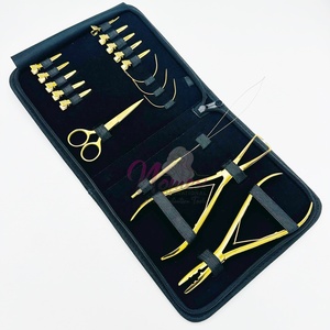 Pince Microlink en acier inoxydable plaqué or Aiguilles de type C Pince à cheveux-Kit d'outils d'extension de cheveux - Product Image 1