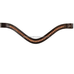 Montura de caballo de cuero con canal vacío, banda para cejas de caballo con incrustaciones de una sola fila, cristales redondos de color verde oscuro, ostentoso, venta al por mayor - Product Image 2