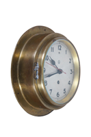 CH Horloge murale Art Déco vintage allemande en fer et verre, style hublot de bateau, mécanique, dorée, 8 pouces, pour salon