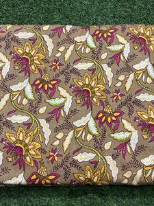 100% Premium lujo avellana marrón Nomex tela Floral mano bloque estampado ligero elegante confección decoración para niñas artesano - Product Image 2