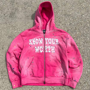 เสื้อสวมหัวปักเทอร์รี่สำหรับผู้ชายเสื้อมีฮู้ดโอเวอร์ไซส์ผ้าฟรองไหล่ตก - Product Image 1