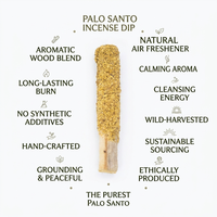 Incienso de Madera Aromática Palo Santo con Romero y Residuos Resinosos, Hecho en Perú