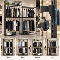 Portants à vêtements noirs robustes et peu encombrants, réglables, pour la mode masculine et féminine, de style boutique sur mesure