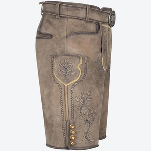Alemán bávaro Lederhosen shorts hombres cabra cuero bordado Oktoberfest desgaste OEM proveedor pedidos a granel listo - Product Image 2