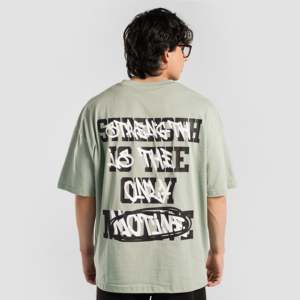 Camiseta Verde Claro Only Motive, 100% Algodón Orgánico, Teñida en Prenda, con Estampado Sólido y Serigrafía - Product Image 1