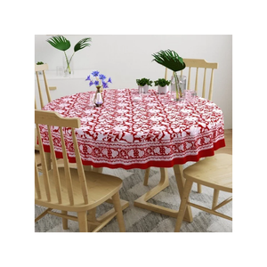 Blue Floral Embroidered Dining Cotton Linen <b>Table</b> <b>Cloth</b> 60x120 Inch Washable Lightweight ISO 9001 Balanced Weave Everyday Setup - Product Image 3