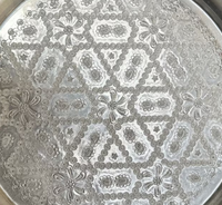 Plaque en métal de décoration marocaine ronde traditionnelle de haute qualité en argent doré antique fait à la main plateau de service de nourriture marocaine