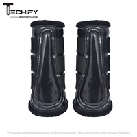 Bottes de protection pour chevaux TECHIFY en similicuir avec sangles à paillettes et bordure en fausse fourrure