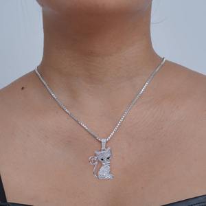 Collier pendentif hip-hop tendance avec diamants en moissanite VVS, plaqué or, argent 925, design chat pour femmes - Product Image 1