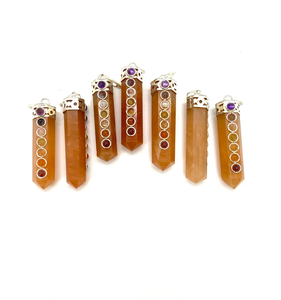 Collar con colgante de lápiz de siete chakras de Aventurina roja al por mayor, cristal curativo natural, piedras preciosas pulidas para regalos de Reiki - Product Image 5