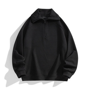 Suéter básico personalizado para hombre, jersey con logotipo personalizado de fábrica, sudadera de mezcla de algodón de punto con cuello vuelto y media cremallera de invierno - Product Image 4