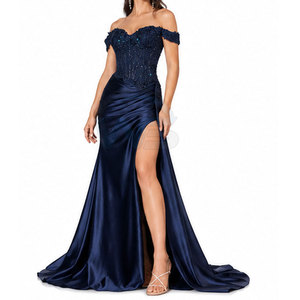 Robe de soirée longue pour femme, épaules dénudées, design personnalisé, couleur et taille sur mesure, vente en gros, sans manches - Product Image 5
