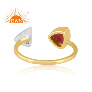 แหวนพลอยโกเมนธรรมชาติชุบทอง18K ปรับได้เครื่องประดับชั้นดีสำหรับผู้หญิงของขวัญ - Product Image 4