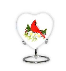 Cardinal Keepsake Urn - Mini Heart Cremation Urn with Stand & Premium <b>Box</b> - Small Cardinal Keepsake Urn <b>for</b> <b>Ashes</b> - Honor Your - Product Image 1