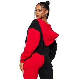 Sweats à capuche pour femmes les plus tendance, avec panneaux contrastés et fermeture éclair, en molleton épais 100% coton, logo personnalisé, écologique, haute qualité - Product Image 3