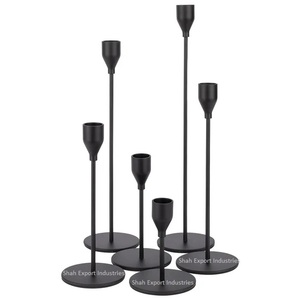 Bougeoir conique en métal de conception attrayante fini noir pour la maison et le mariage chandelles décoratives de table - Product Image 4