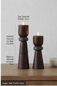 Candelero de Madera con Forma Cónica y Acento de Mármol, Base de 6 cm, Decoración para el Hogar - Product Image 5