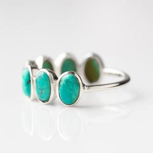 Bague artisanale en argent sterling 925 avec pierre précieuse amazonite de forme carrée de haute qualité, sertie dans un cadre, bande fine, pour les fêtes et l'été - Product Image 4