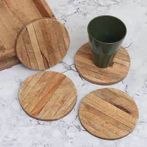 Sous-verres en bois carrés de qualité supérieure Tapis de boisson décoratifs en bois naturel Coffret cadeau parfait au prix de gros - Product Image 3