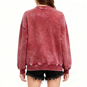 Pulls en coton personnalisés en gros avec logo, pulls d'hiver pour femmes, col rond ample et manches longues en couleur unie - Product Image 4