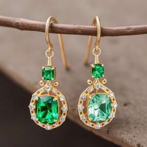 Pendientes de gota de piedra de cristal verde para mujer, joyería de moda elegante para boda de mujer - Product Image 5
