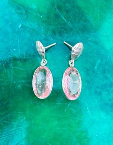 Pendiente hecho a mano de morganita de Plata de Ley 925, hermoso pendiente de mujer. - Product Image 5