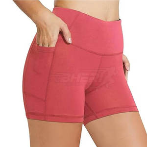 Shorts de yoga pour femmes de nouveau style fabriqués au Pakistan exercice de gymnastique court pour une utilisation en tissu confortable couleur unie - Product Image 1