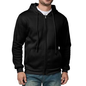 ผ้าคอตตอนแขนยาวสำหรับผู้ชายผ้าคอตตอน100% สีล้วนมีฮู้ดซิปสวมใส่สบาย - Product Image 1