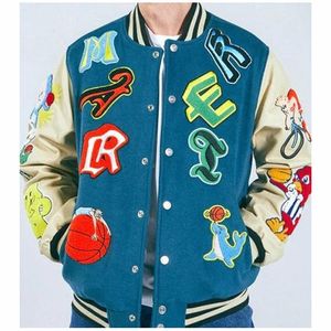 Veste universitaire de baseball pour hommes, personnalisable, veste de sport surdimensionnée, toile, col montant, broderie sur le devant, équipe scolaire - Product Image 3