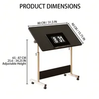 Bureau pliable OEM sur roulettes, table compacte à hauteur fixe pour bureau à domicile, en bois, rectangulaire, pour petits espaces