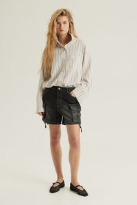 กางเกงขาสั้นผ้ายีนส์เอวสูงของผู้หญิงกางเกงขาสั้นคาร์โก้เข้ารูประบายอากาศได้ดีออกแบบโลโก้ได้ตามต้องการ - Product Image 4