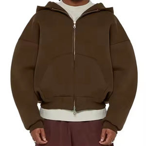 เสื้อฮู้ดมีซิปสำหรับผู้ชายเสื้อมีฮู้ดผ้าเกล็ดปลาแบบโอเวอร์ไซส์เปิดไหล่มีน้ำหนักมาก - Product Image 1