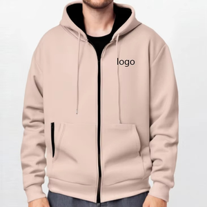 Sweat à capuche zippé pour homme, couleur personnalisée, hiver, poches, polyester/coton de haute qualité, tissu épais 360g, personnalisable - Product Image 2