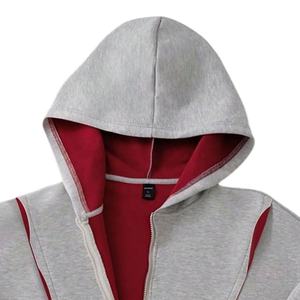 Sweat-shirt à capuche unisexe coupe ample, design color block, patchwork, tendance, décontracté, surdimensionné, fermeture éclair, pour hommes - Product Image 2