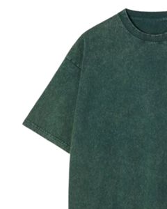 Customized Unisex Oversized Washed Dark Green Cotton T Shirt Vintage Style Drop Shoulder Streetwear Casual Summer Unisex Tee <b>Top</b> - Product Image 3