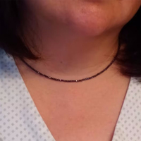Nouveau Design collier perlé en hématite à facettes, 1x1.5mm, collier ras du cou court en hématite noire