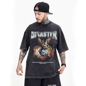 Fabricant de haute qualité T-shirt décontracté à manches tombantes lavé à l'acide personnalisé T-shirt uni à coupe ajustée pour hommes - Product Image 4